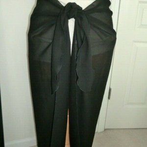 BLACK WRAP SARONG BEACH COVERUP-DOTTI- NWT-OSFM